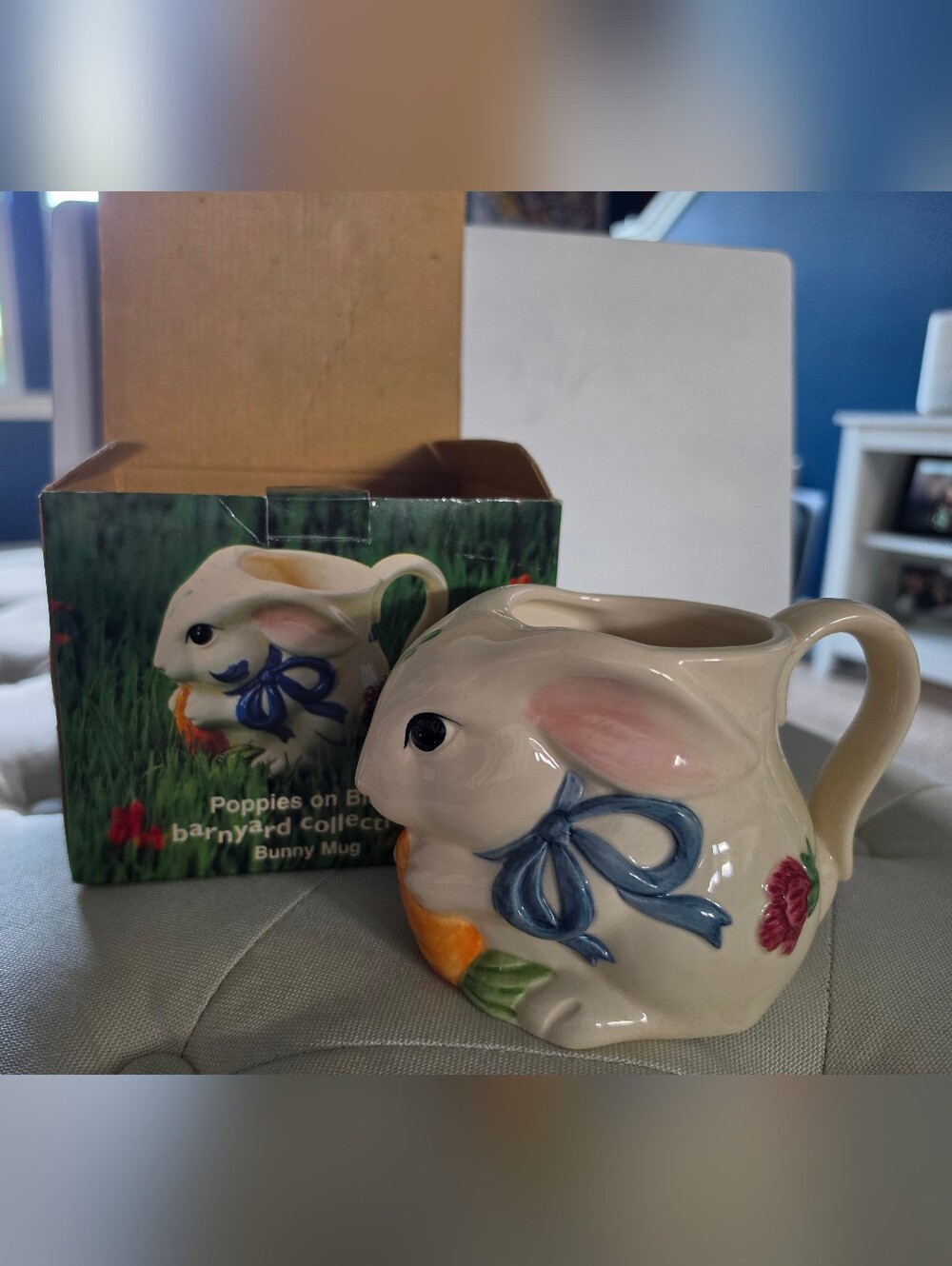 Lenox Poppies on Blue Rabbit Creamer Lenox Barnyard Bunny